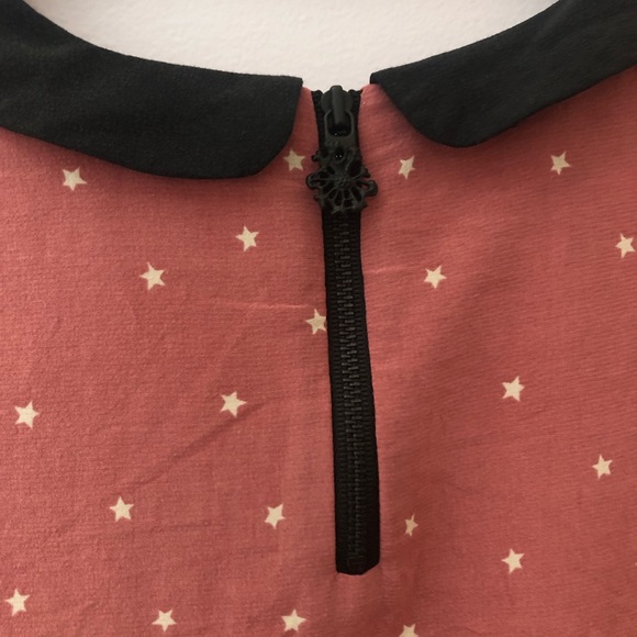 Dusty Rose with Stars-size2-silk-Peter Pan collar - Picture 3 of 6